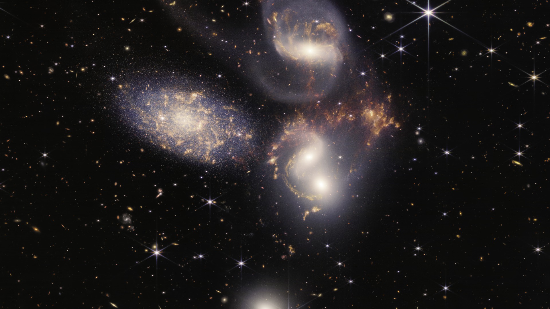 Stephan's Quintet, HCG 92, NIRCam and MIRI Composite — Desktop HD