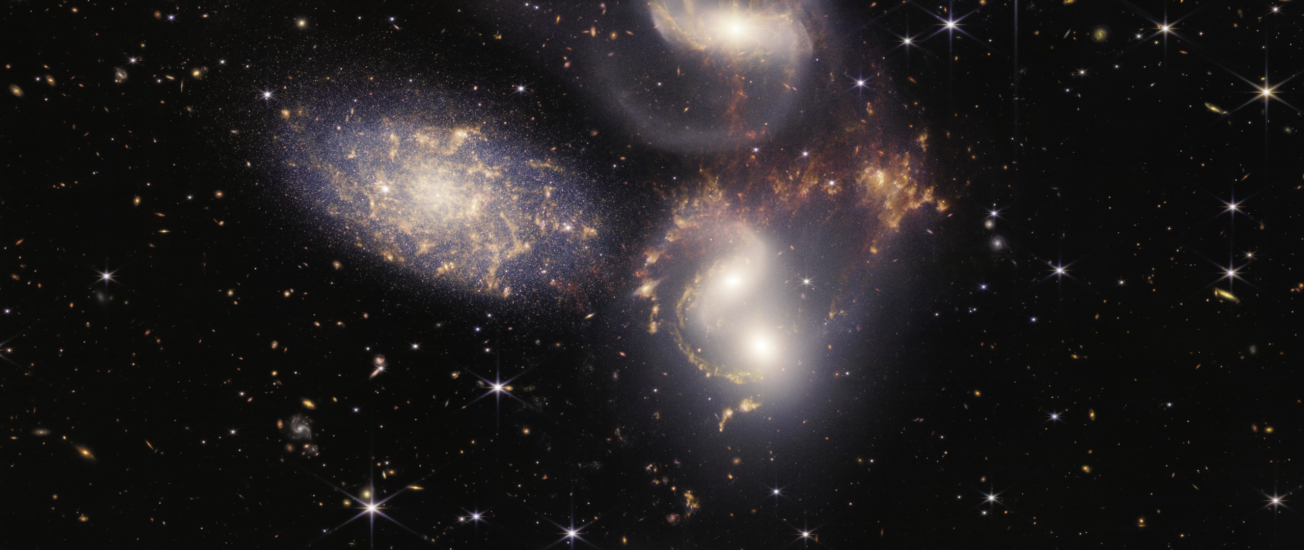 Stephan's Quintet, HCG 92, NIRCam and MIRI Composite — Ultrawide 1080p