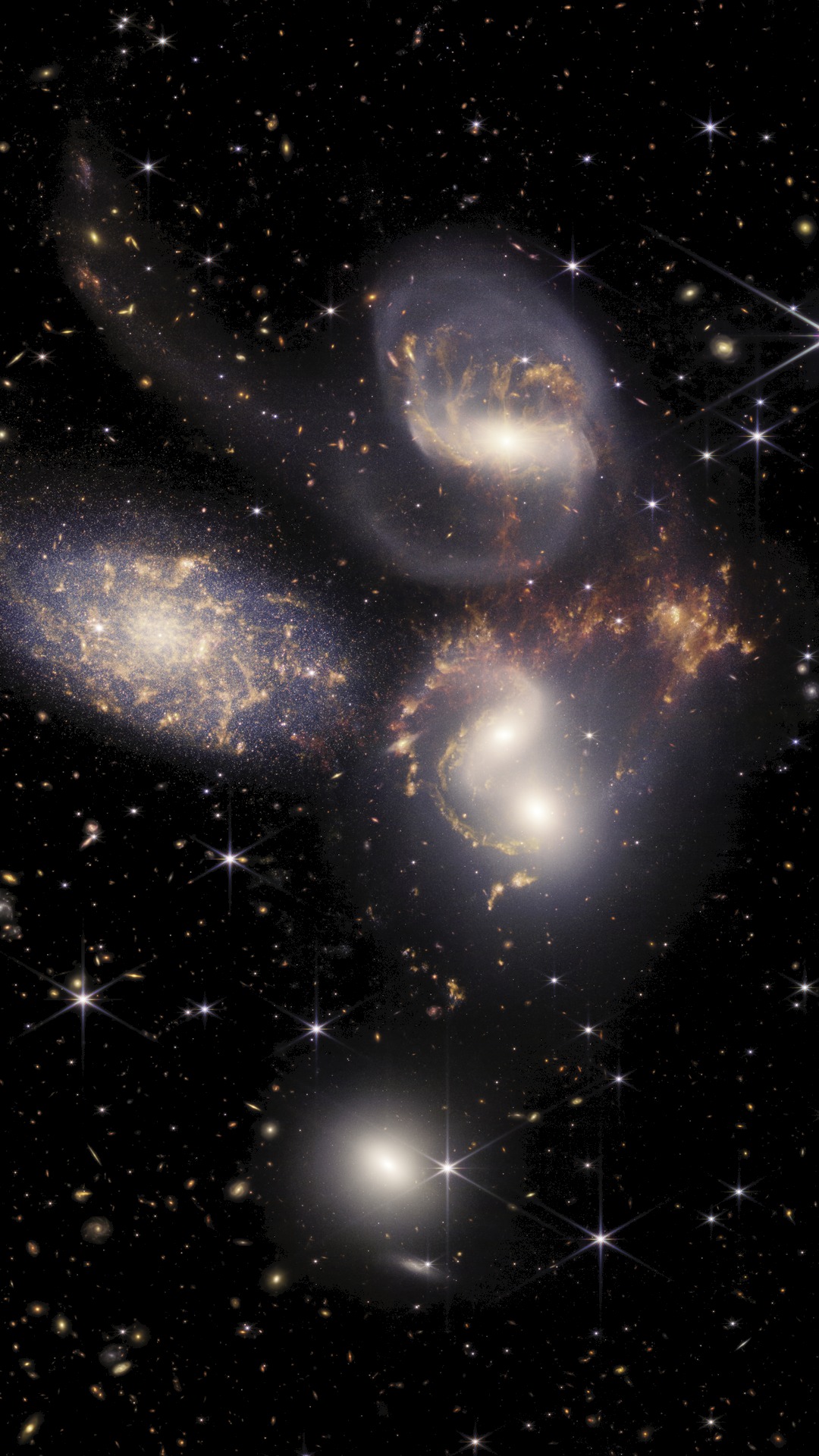 Stephan's Quintet, HCG 92, NIRCam and MIRI Composite — AMOLED Optimised